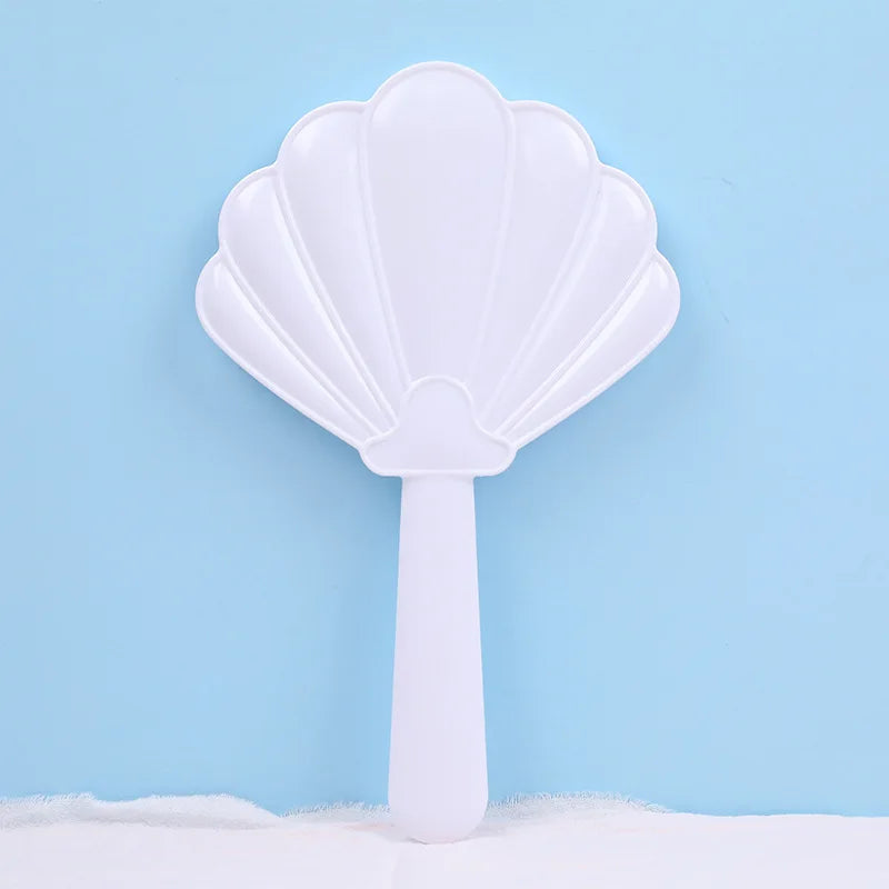Zonyin Custom Logo Shell Shaped ABS Plastic Cosmetic Mirror Portable Single-Sided Mini Handheld Hand Makeup Mirror for Beauty