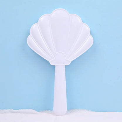 Zonyin Custom Logo Shell Shaped ABS Plastic Cosmetic Mirror Portable Single-Sided Mini Handheld Hand Makeup Mirror for Beauty