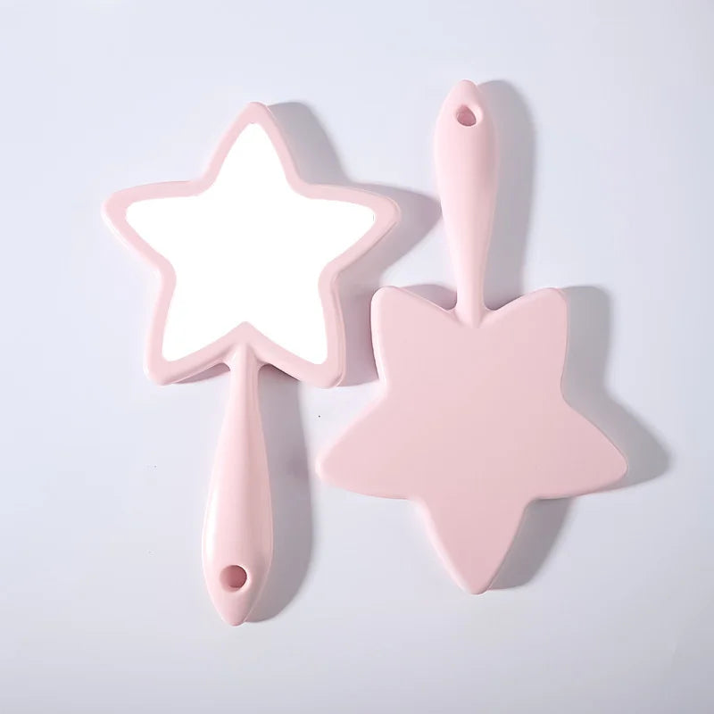 Zonyin New Design Large Pink Star Shaped Cute and Travel Makeup Mirror Personalized Eyelash Cosmetic Mirror Hand Held Mirror