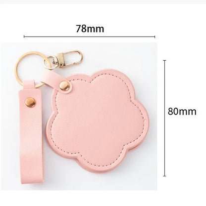 Zonyin New Flower Design Pocket Makeup Mirror Portable Pu Leather Small Travel Hand Mirror Logo Custom With Metal Keychain