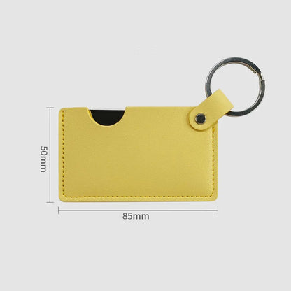 Zonyin Small White Rectangle Pu Leather Keychain Mirror Custom Private Logo Portable Travel Makeup Hand Pocket Mirror for Bag