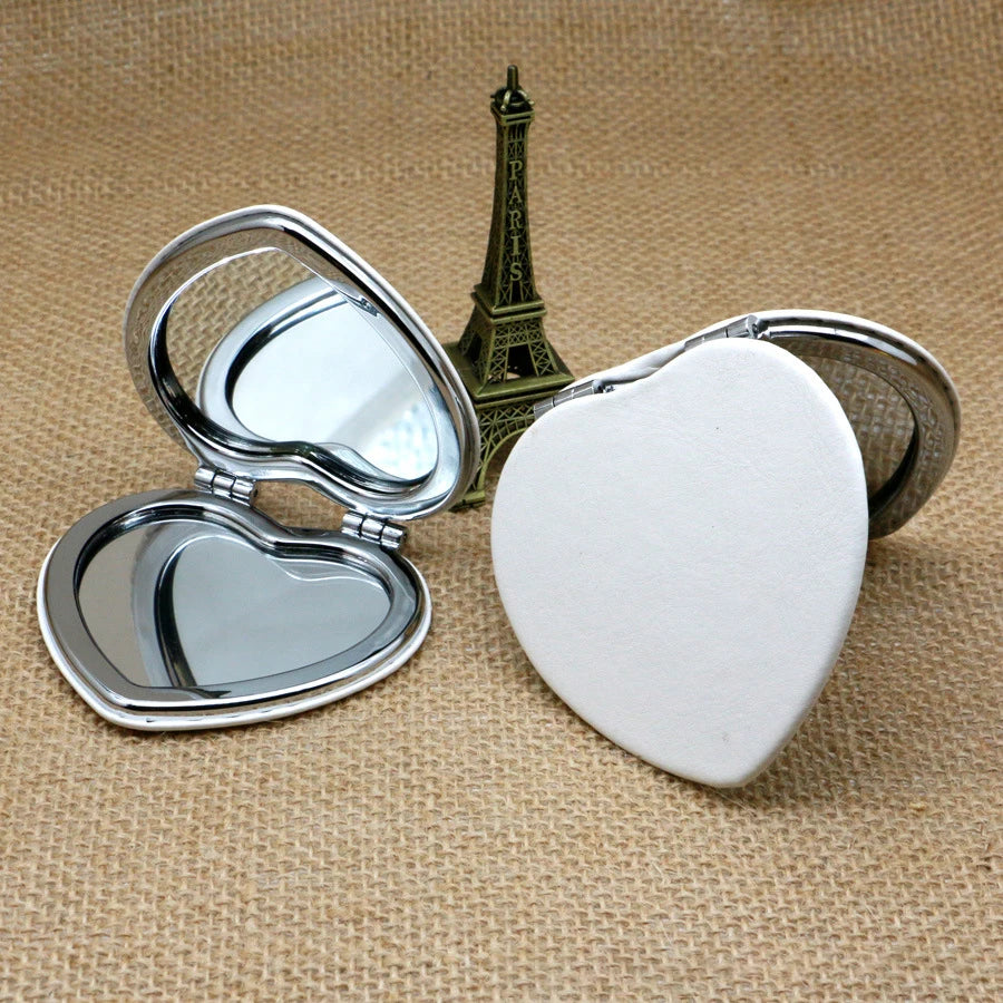 Zonyin Wholesale Hand Mirror Square Cosmetic Makeup Vanity Mirror Double Side Folding Pocket Heart Design Compact Mirror Custom