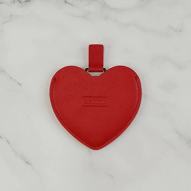 Zonyin High Quality Lovely Heart Design Compact Mirror No Break Stainless Steel Mirror  Pu Leather Pocket Mirror for Women Girls