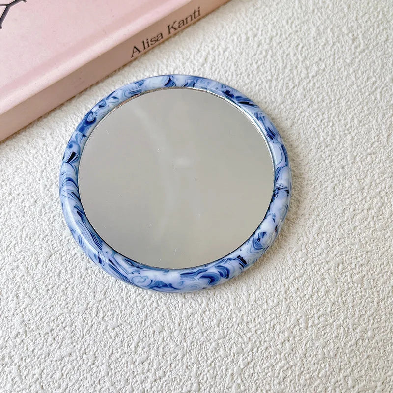 Zonyin Travel Gift Custom Logo Acetate Portable Beauty Makeup Mirror Hand Held Compact Mini Small Cosmetic Pocket Mirror