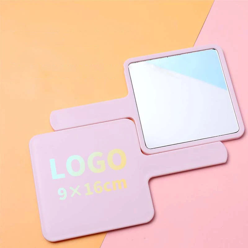 Zonyin Compact ABS Plastic Handheld Mirror Large Square Single-Sided Vanity Cosmetic Mirror Personalized Cute Small Handle