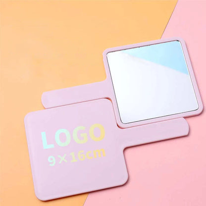 Zonyin Compact ABS Plastic Handheld Mirror Large Square Single-Sided Vanity Cosmetic Mirror Personalized Cute Small Handle