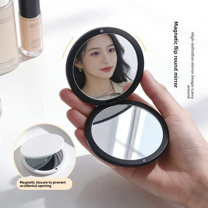Zonyin Wholesale Folding Flip Mirror Handheld Double-sided Plastic Makeup Mirror Girls' Small Portable Mirror