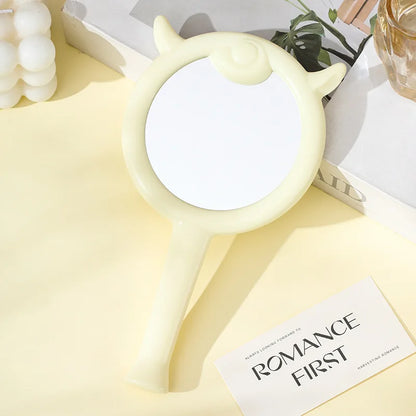 Zonyin Plastic Lamb-shaped Handheld Makeup Mirror Cute Cartoon Portable Girl Vanity Mirror Travel Cosmetic Mirror for Girls
