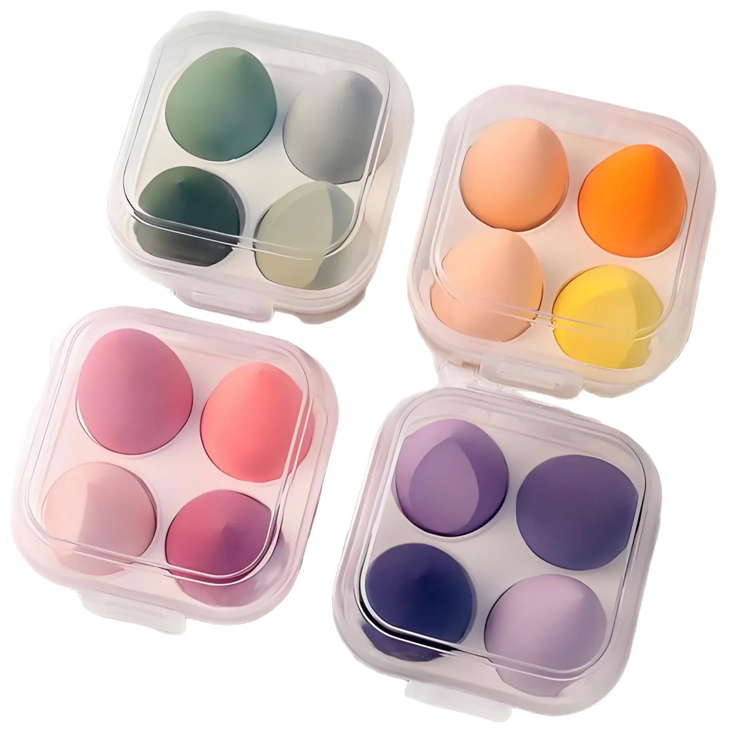 Zonyin Dry and Wet Dual-purpose Makeup Egg Puff, Makeup Egg Sponge Ball, Super Soft, 4-pack Makeup Egg Cover Box
