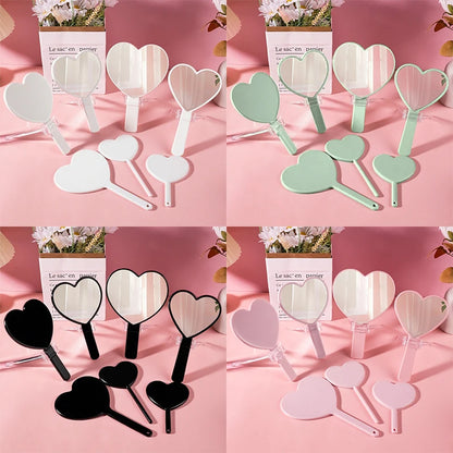 Zonyin Wholesale Heart Shape Hand Cosmetic Mirror Custom logo Plastic Portable Handheld Makeup Mirror Promotional Gift