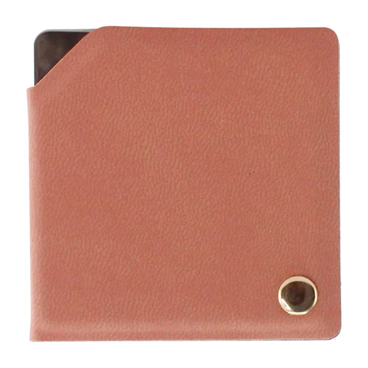 Zonyin Wholesale Square Yellow Rotatable Compact Mirror Custom Logo Pu Leather Cosmetic Mirror Pocket Mirror for Make up
