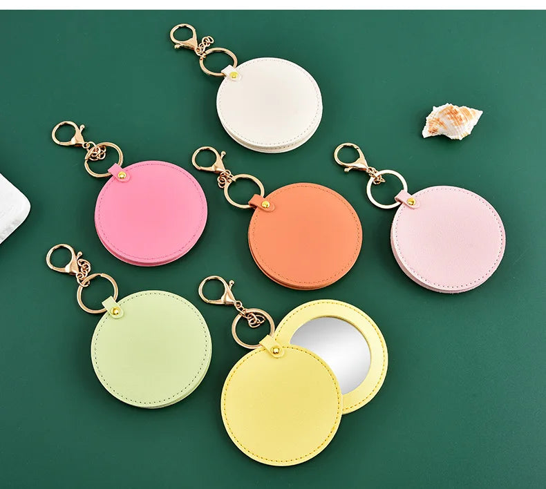 Zonyin 2025 New High Quality Custom Pocket Mirror Compact PU Promotional Mirror Small Portable Lighted Cosmetic Mirror Hot Sell