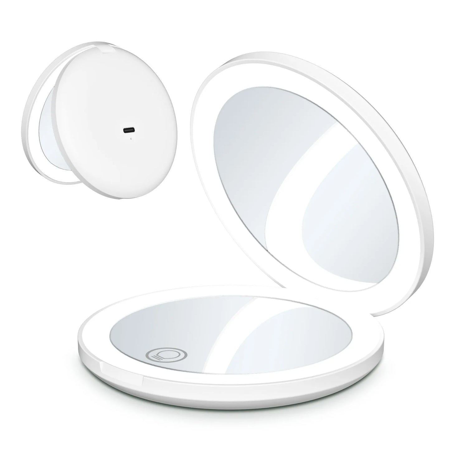 Zonyin Portable Folding Mini LED Light Makeup Mirror Magnifying Rechargeable Double Small Pocket Compact Travel Mirror for Girls