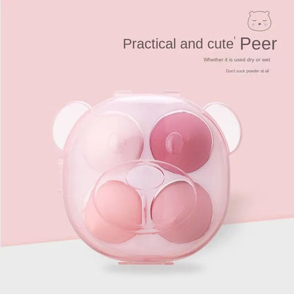 4pcs Portable Travel Size Colorful Bear Box Makeup Blender Sets Beauty Egg Puff Latex Free Powder Foundation Makeup Sponge