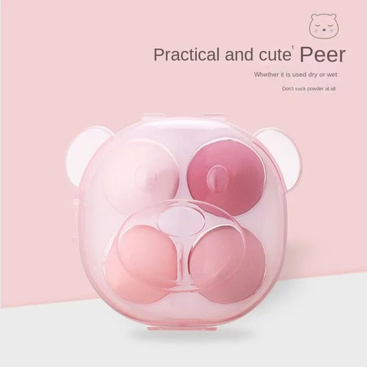 4pcs Portable Travel Size Colorful Bear Box Makeup Blender Sets Beauty Egg Puff Latex Free Powder Foundation Makeup Sponge
