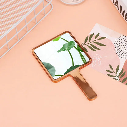 Zonyin Wholesale Electroplate Sliver Gold Handle Mirror Custom logo Small Handheld Square Cosmetic Hand Makeup Mirrors for Women