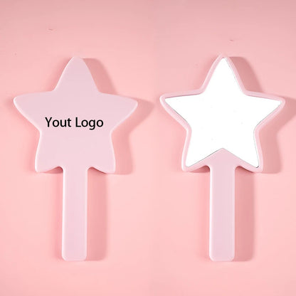 Zonyin Wholesale Customized Logo Five Pointed Star Shaped Handheld Makeup Mirror Portable Plastic Hand Mini Mirror for Girl
