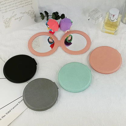 Zonyin New Design Double-Sided Round Pocket Mirror 1X 2X Magnifying Pu Leather Small Compact Makeup Mirror for Women