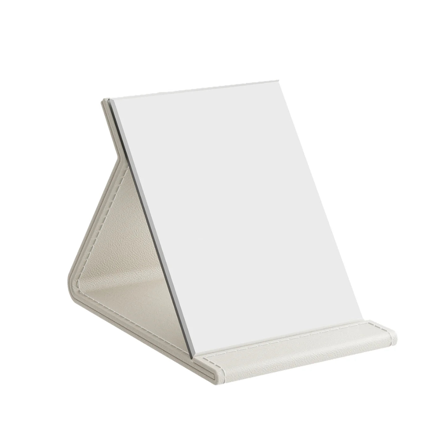 Factory Direct Silver Finish Foldable Square Glass Frame Cosmetic Mirror with Magnifying Feature for Desktop Use