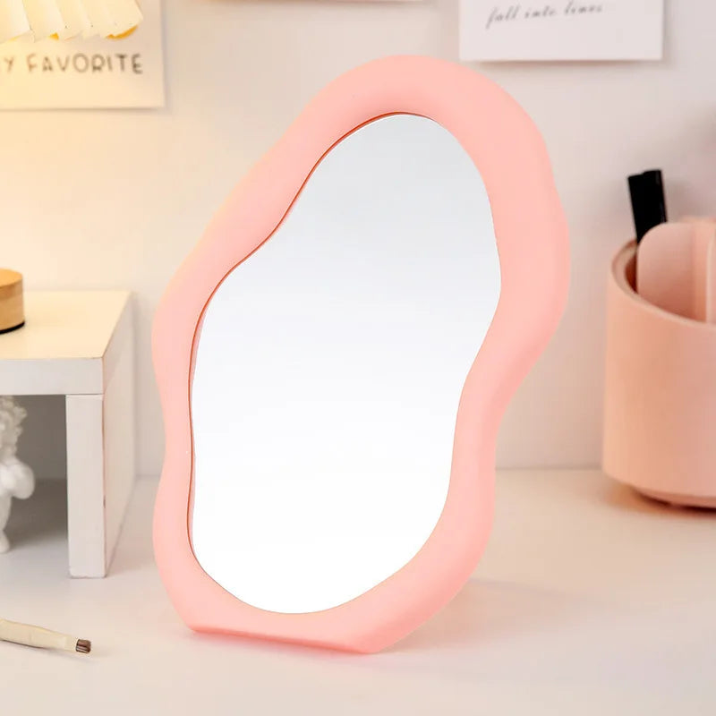 Zonyin New Design Wholesale Custom Plastic Makeup Mirror Cloud Shape Desktop HD Cosmetic Mirror Portable Beauty Vanity Mirror