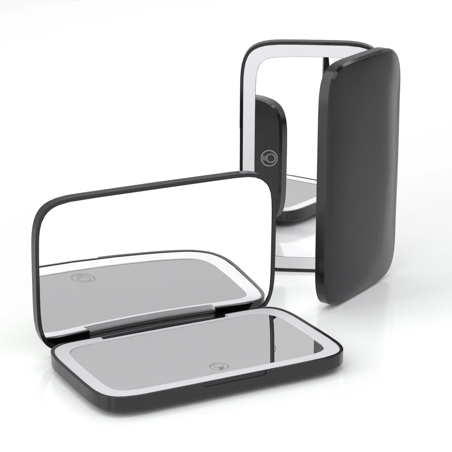 Zonyin Custom Logo Double-Side Handheld Makeup Mirror with Lights Travel Compact Portable Folding LED Rechargeable Square Mirror