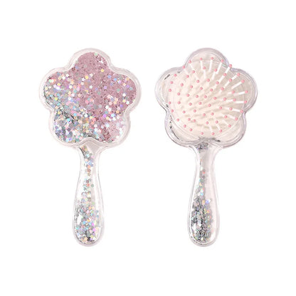 Zonyin Cute Flower-Shaped Handheld Makeup Mirror Novelty Quicksand Glitter Hand Mirror Portable Beauty Tool for Gifts
