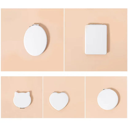 Zonyin Printed Logo PU Leather Foldable Makeup Mirror Portable Travel Compact 2X Magnifying Pocket Mirror  with Keychain