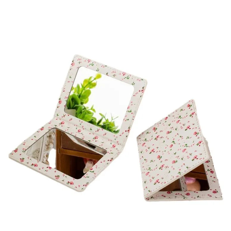 Zonyin Wholesale square PU Leather Makeup Mirror Portable Crocodile Skin Compact Pocket Mirror Cosmetic Travel Mirror for Girl