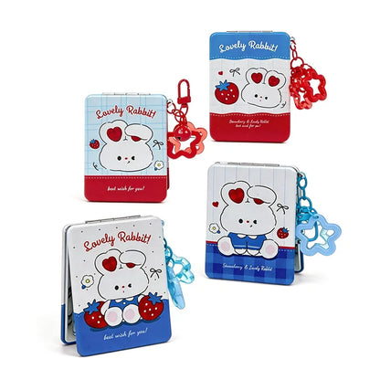 Zonyin Cute Rabbit Double Side Folding Makeup Mirror Cartoon Creative Keychain Pendant Portable Compact Mirror