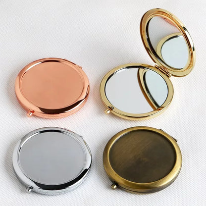 Zonyin Wholesale Double-sided Metal Makeup Mirror Round Folding 2X Magnifying Pocket Mirror with Customized for Wedding Gift