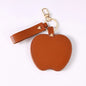 Zonyin Unique Christmas Gifts Red Apple-Shaped Pocket Mirror Foldable Pink Pu Leather Small Makeup Keychain Mirror for Women