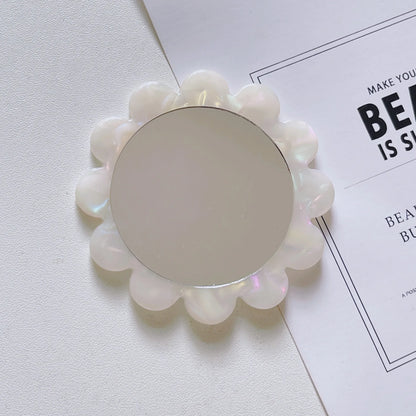 Zonyin Promotion High-End Portable Mini Makeup Mirror Compact Retro Acetate Plate Sunflower Custom Logo Pocket Mirror for Girls