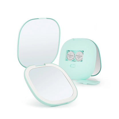 Zonyin Custom Square Dual-Sided LED Pocket Compact Mirror With 1X/5X Magnification Portable Travel Makeup Mirror with LED Lights