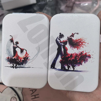 Zonyin Customized Design Double Sided Folding Compact Mirror White Pink PU Leather Pocket Mirror With 2x Magnifying for Travel