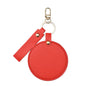 Zonyin LOW MOQ Customized Logo Round Pocket Cosmetic Mirror Pu Leather Portable Small Compact Makeup Mirror with Keychain
