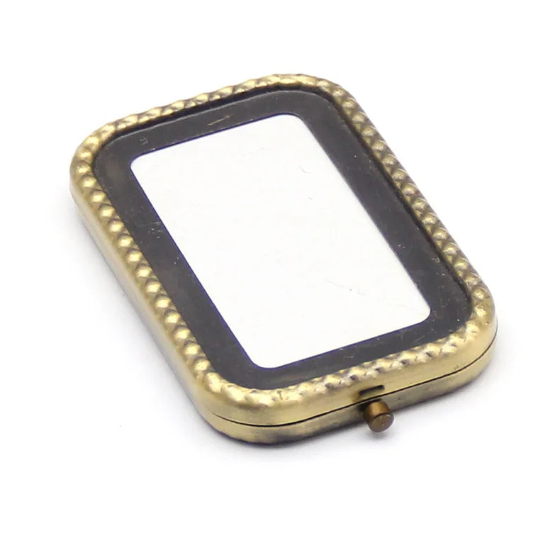 Zonyin Custom Logo Double-Side Foldable Metal Makeup Mirror Square Folding Mini Magnifying Travel Pocket Mirror with Promotion