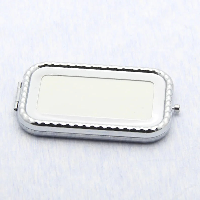 Zonyin Custom Logo Double-Side Foldable Metal Makeup Mirror Square Folding Mini Magnifying Travel Pocket Mirror with Promotion