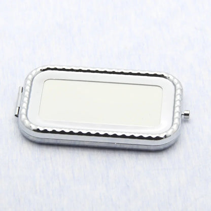 Zonyin Custom Logo Double-Side Foldable Metal Makeup Mirror Square Folding Mini Magnifying Travel Pocket Mirror with Promotion
