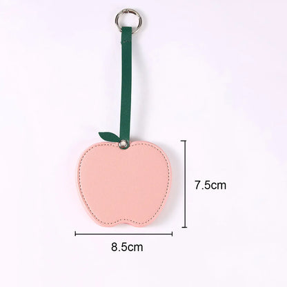 Zonyin Christmas Apple Design Baby Pink Pocket Makeup Mirror Customized Private Logo Small Mirror with Hanging Rope and Key Ring