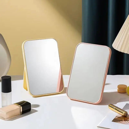 Zonyin Abs Plastic Desktop Rotatable Foldable Cosmetic Mirror Square HD Glass Princess Tabletop Makeup Mirror With Hanging Hole