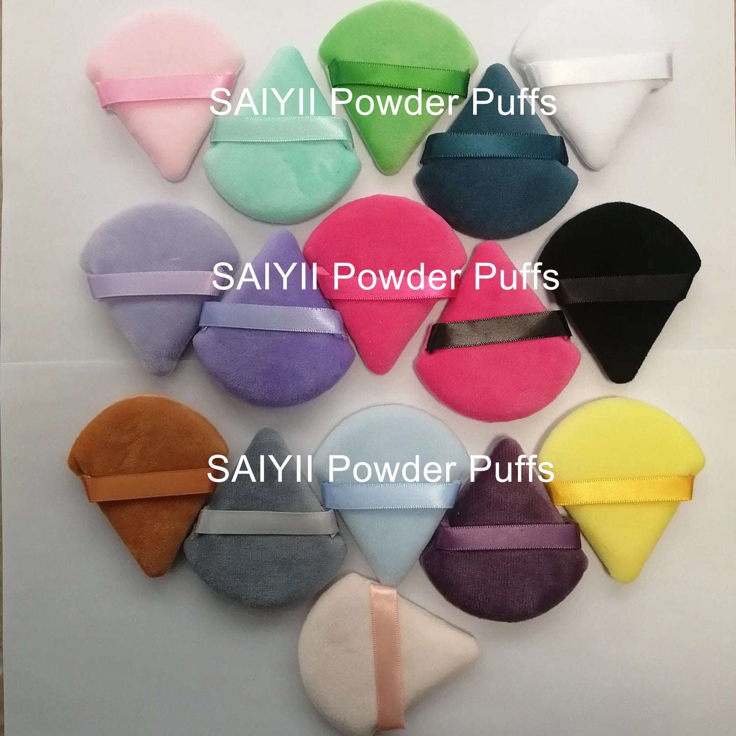 Zonyin Custom LOGO Black Triangle Powder Puffs Face Cosmetic Powder Puff Washable Reusable Soft Plush Powder Sponge Makeup