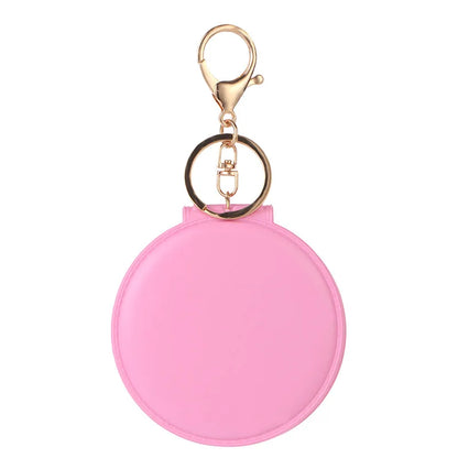 Zonyin Travel Round Compact Pocket Mirror Pink Promotion Cheap Custom Logo Hand Portable Folding Cosmetic Mirror for Keychain