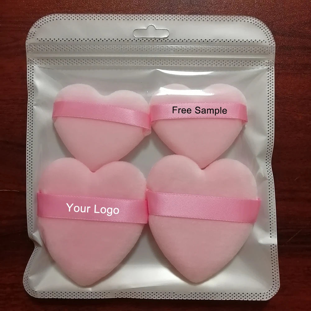 Zonyin New Arrival Small Big Pink Heart Shaped Soft Velvet Powder Puff for Make up