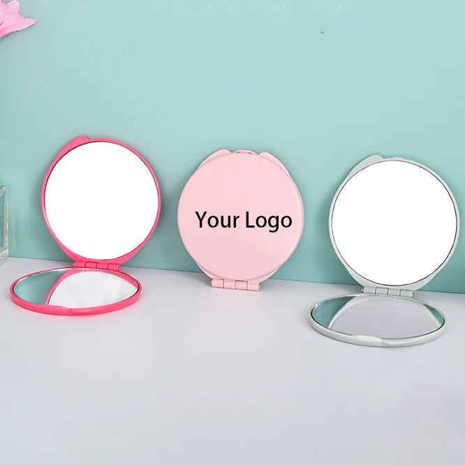Zonyin Dual-Sided Folding Plastic Makeup Mirror Customized Mini Magnifying Pocket Mirror High Quality Personalized Makeup Tool