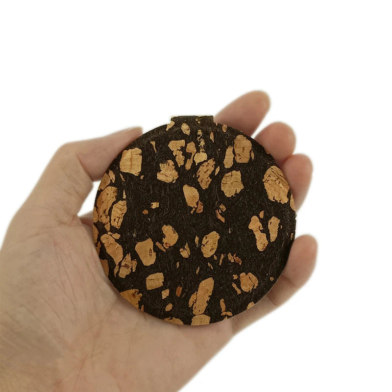 Zonyin Cork Coffee Grounds Foldable Travel Makeup Mirror Stainless Steel Compact Pocket Mirror With Coffee Flavor for Promotion