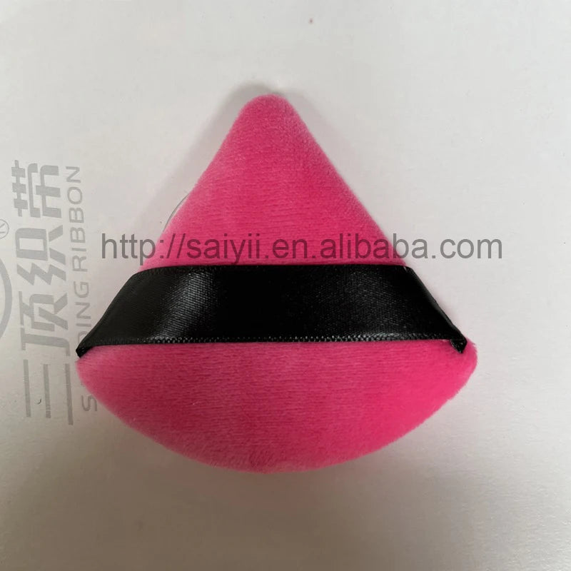 Zonyin Top Seller Triangle Powder Puff Makeup Sponge Soft Velour Cosmetic Puff Black Velvet Loose Powder Puffs for Face