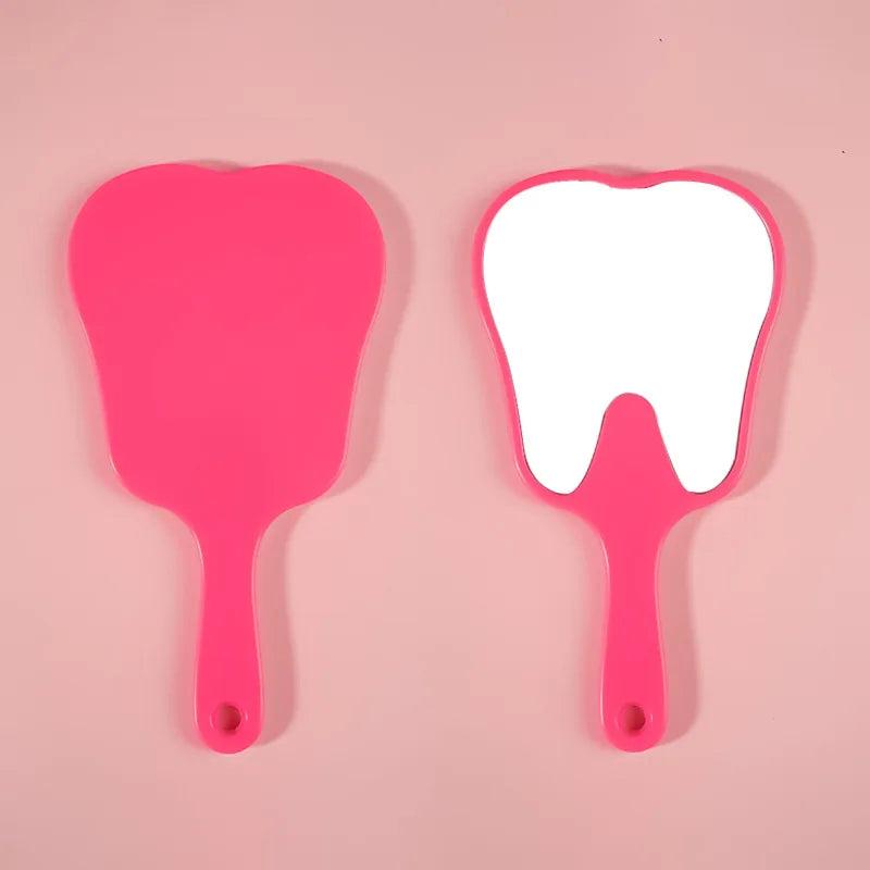 Zonyin Custom Logo Small Plastic Cute Tooth Shape Handheld Mirror Portable Compact Small Vintage Pocket Mirror for Gift