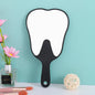 Zonyin Custom Logo Handheld Cosmetic Tooth-Shaped Mirror New Large Plastic Dental Pocket Mirror Personalized Handle Promotional