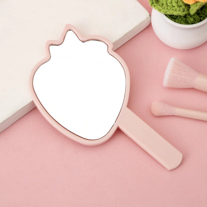 Zonyin New Arrival Strawberry Shape Customized Portable Mini Handheld Plastic Cosmetic Makeup Mirror for Children Girls