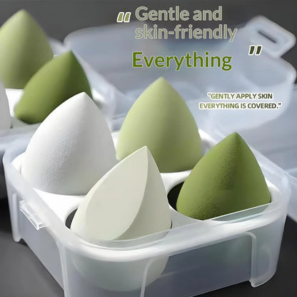 Zonyin Dry and Wet Dual-purpose Makeup Egg Puff, Makeup Egg Sponge Ball, Super Soft, 4-pack Makeup Egg Cover Box